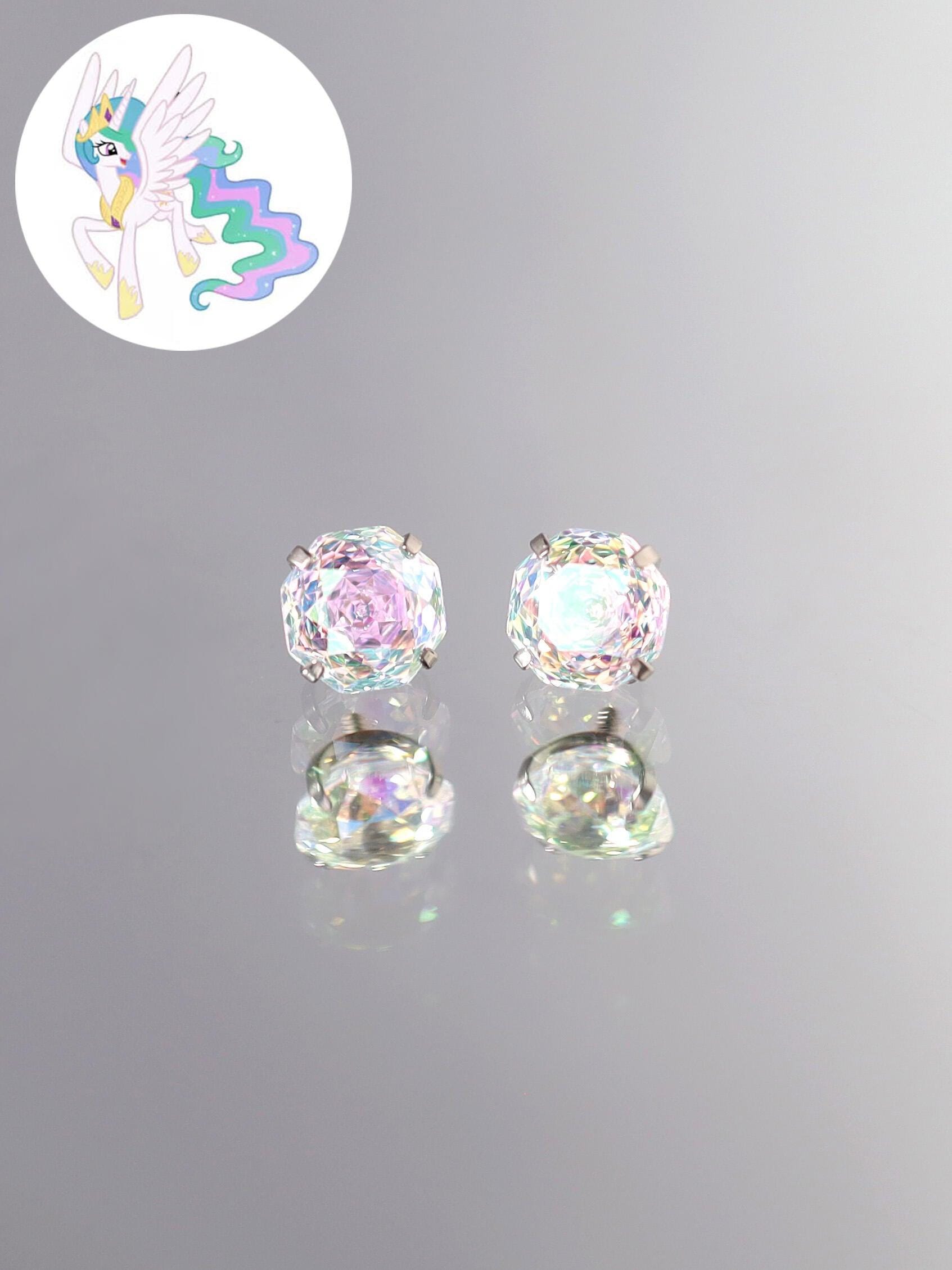 Princess Celestia Zircon Crystal Stud in ASTM F136 Titanium