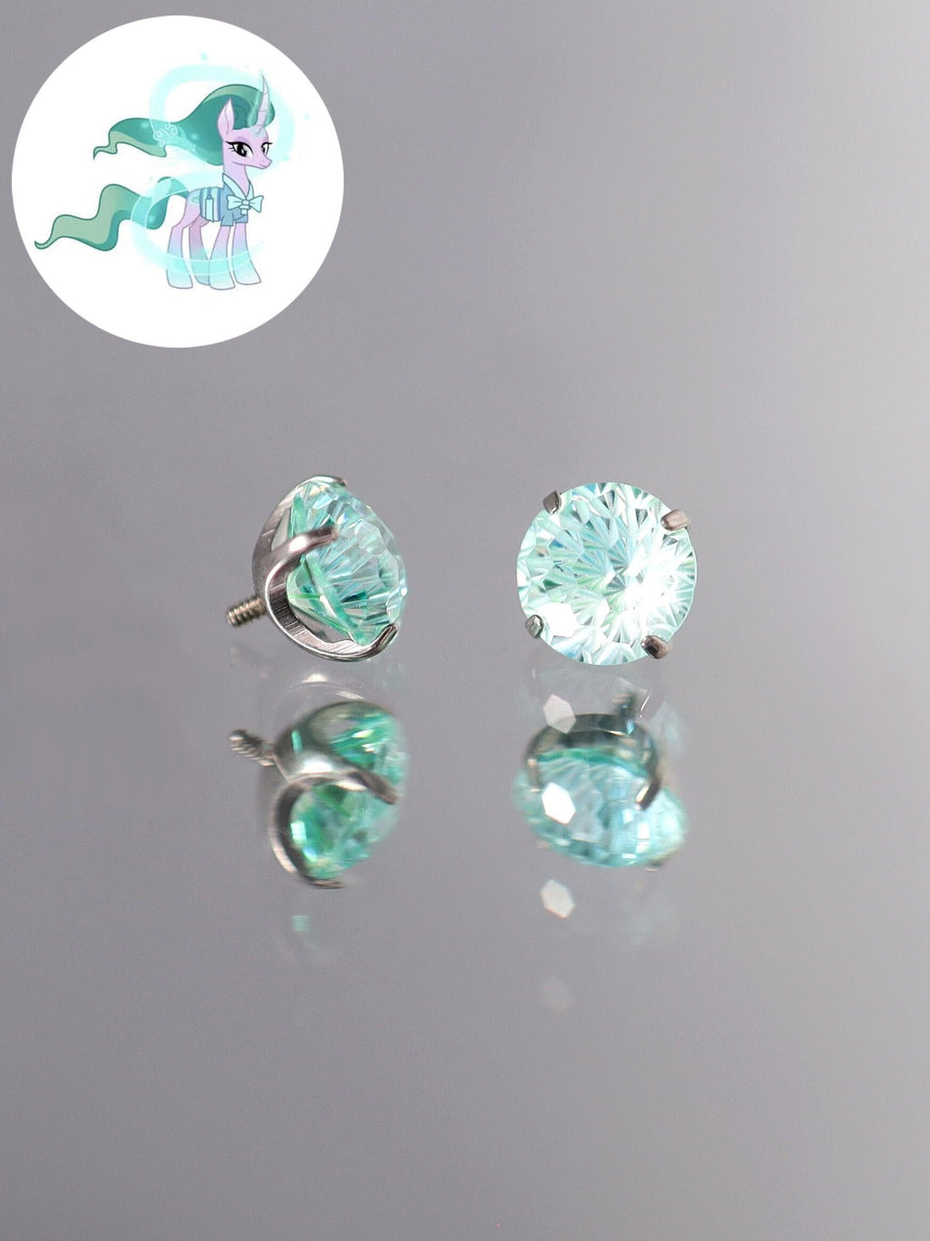 Mistmane Zircon Crystal Stud in ASTM F136 Titanium
