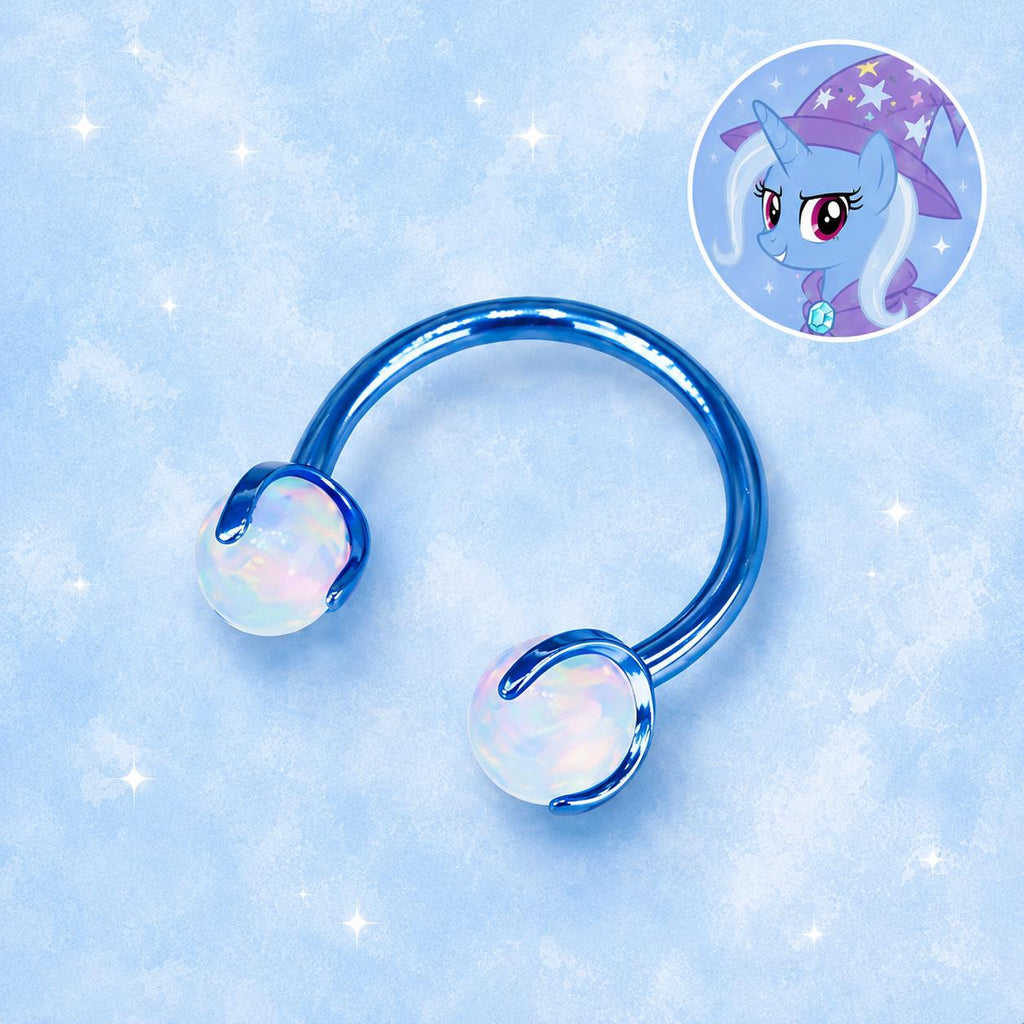 Trixie Character Opal Horseshoe in ASTM F136 Titanium