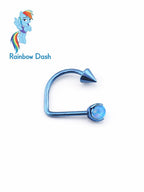Rainbow Dash Opal Spike D-Ring in ASTM F136 Titanium
