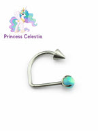 Princess Celestia Opal Spike D-Ring in ASTM F136 Titanium