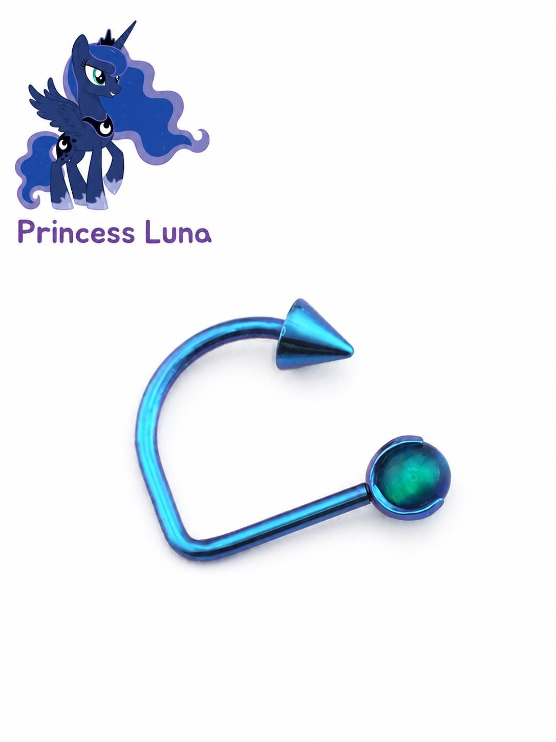 Princess Luna Opal Spike D-Ring in ASTM F136 Titanium