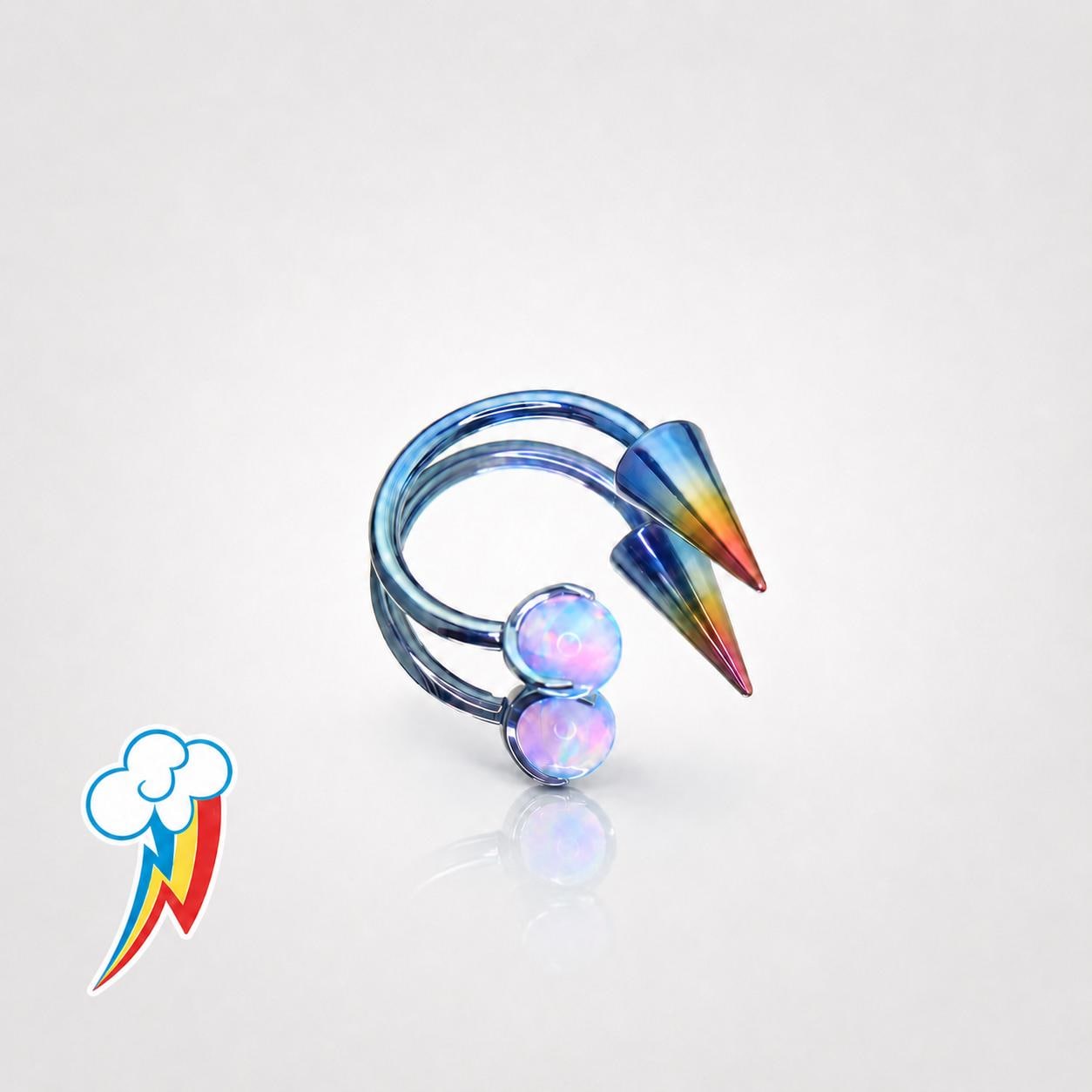 Rainbow Dash Opal Spike Spiral in ASTM F136 Titanium
