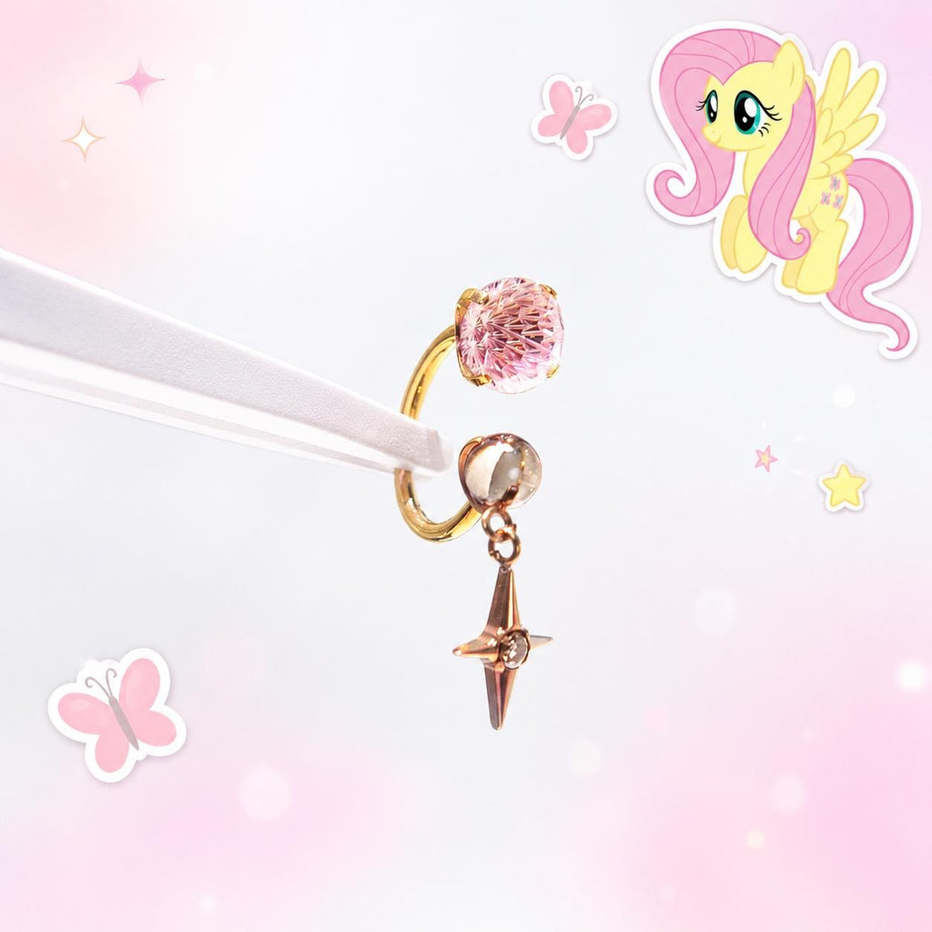 Fluttershy Four-Point Star Horseshoe in ASTM F136 Titanium