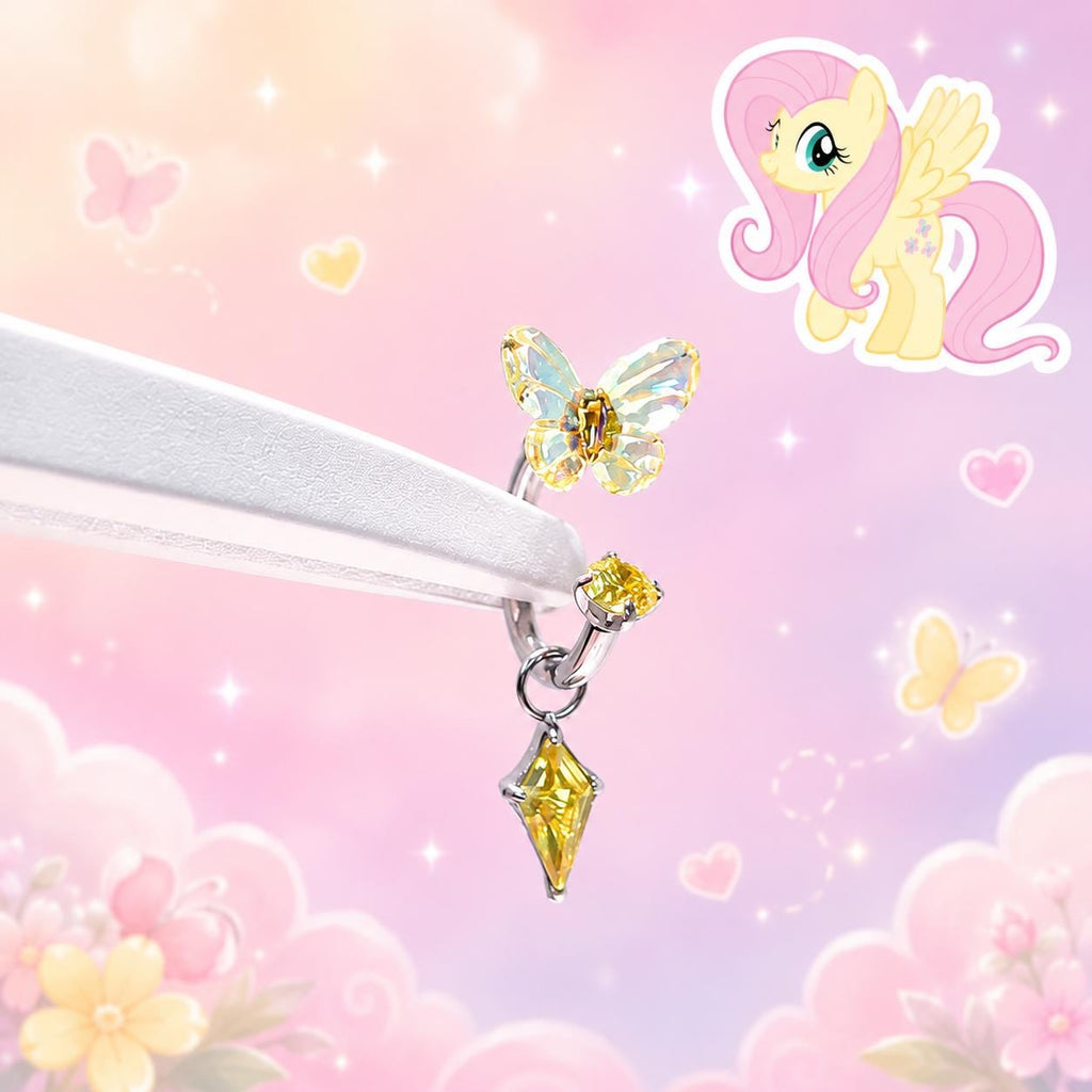 Fluttershy Gradient Butterfly Horseshoe in ASTM F136 Titanium