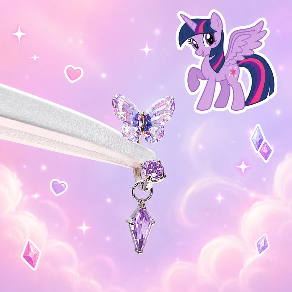 Twilight Sparkle Gradient Butterfly Horseshoe in ASTM F136 Titanium