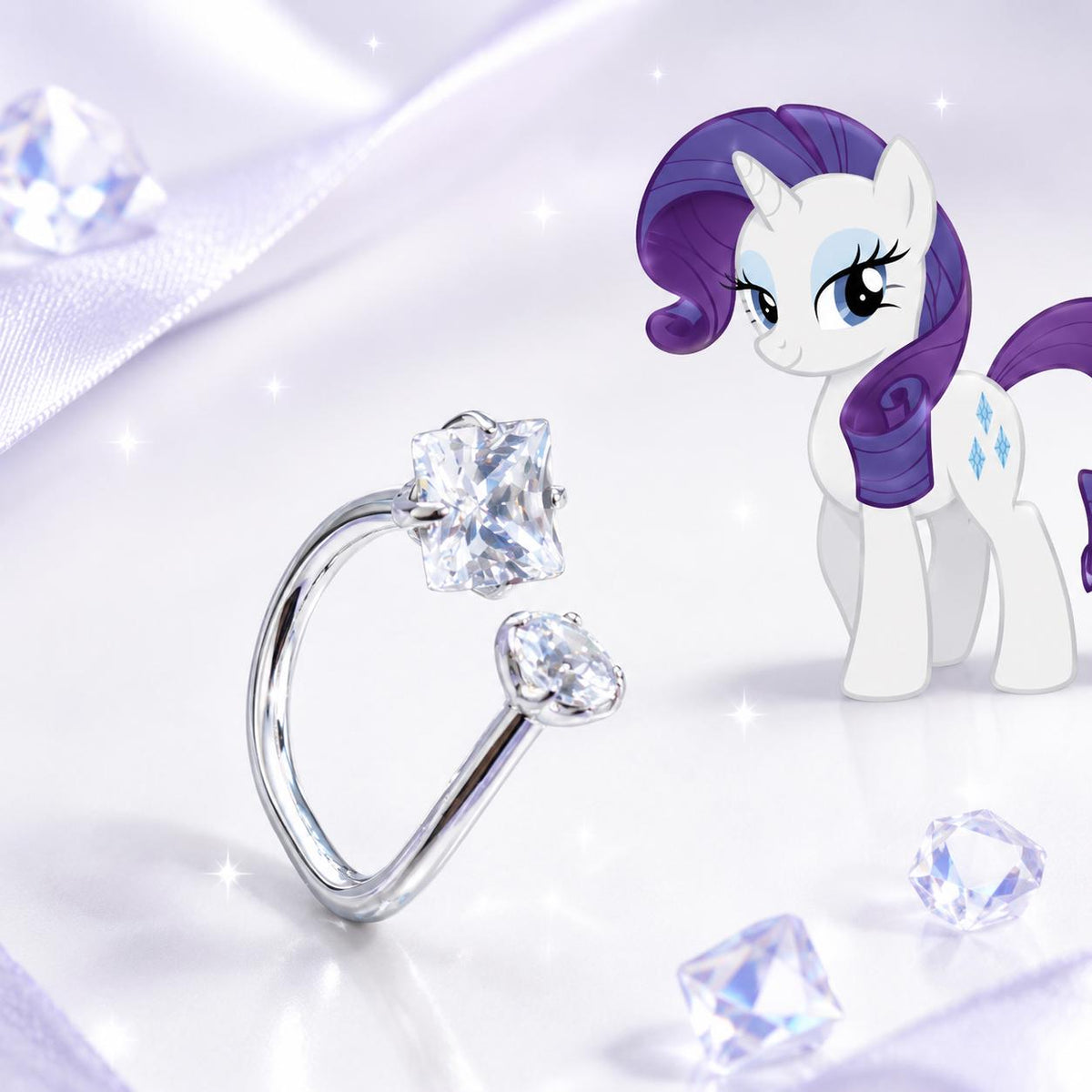 Rarity Gem Gem & Star D-Ring in ASTM F136 Titanium