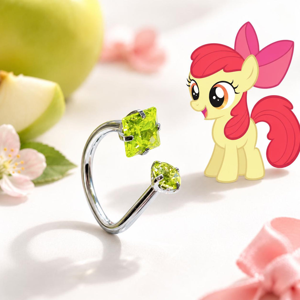 Apple Bloom Gem Gem & Star D-Ring in ASTM F136 Titanium