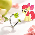 Apple Bloom Gem Gem & Star D-Ring in ASTM F136 Titanium