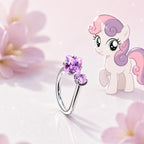 Sweetie Gem Gem & Star D-Ring in ASTM F136 Titanium