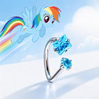 Rainbow Dash Gem Gem & Star D-Ring in ASTM F136 Titanium