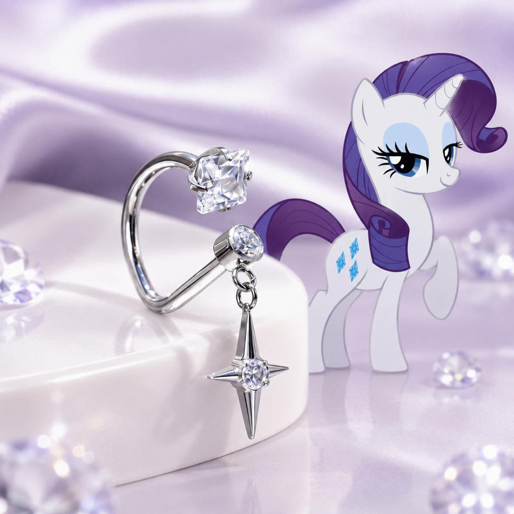 Rarity Star Gem & Star D-Ring in ASTM F136 Titanium