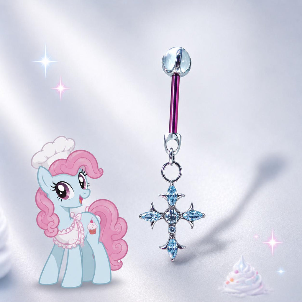 Mrs. Cup Cake Cross Star Straight Barbell in ASTM F136 Titanium