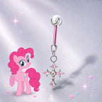 Pinkie Pie Cross Star Straight Barbell in ASTM F136 Titanium