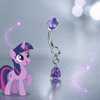 Twilight Sparkle Crystal Teardrop Curved Barbell in ASTM F136 Titanium