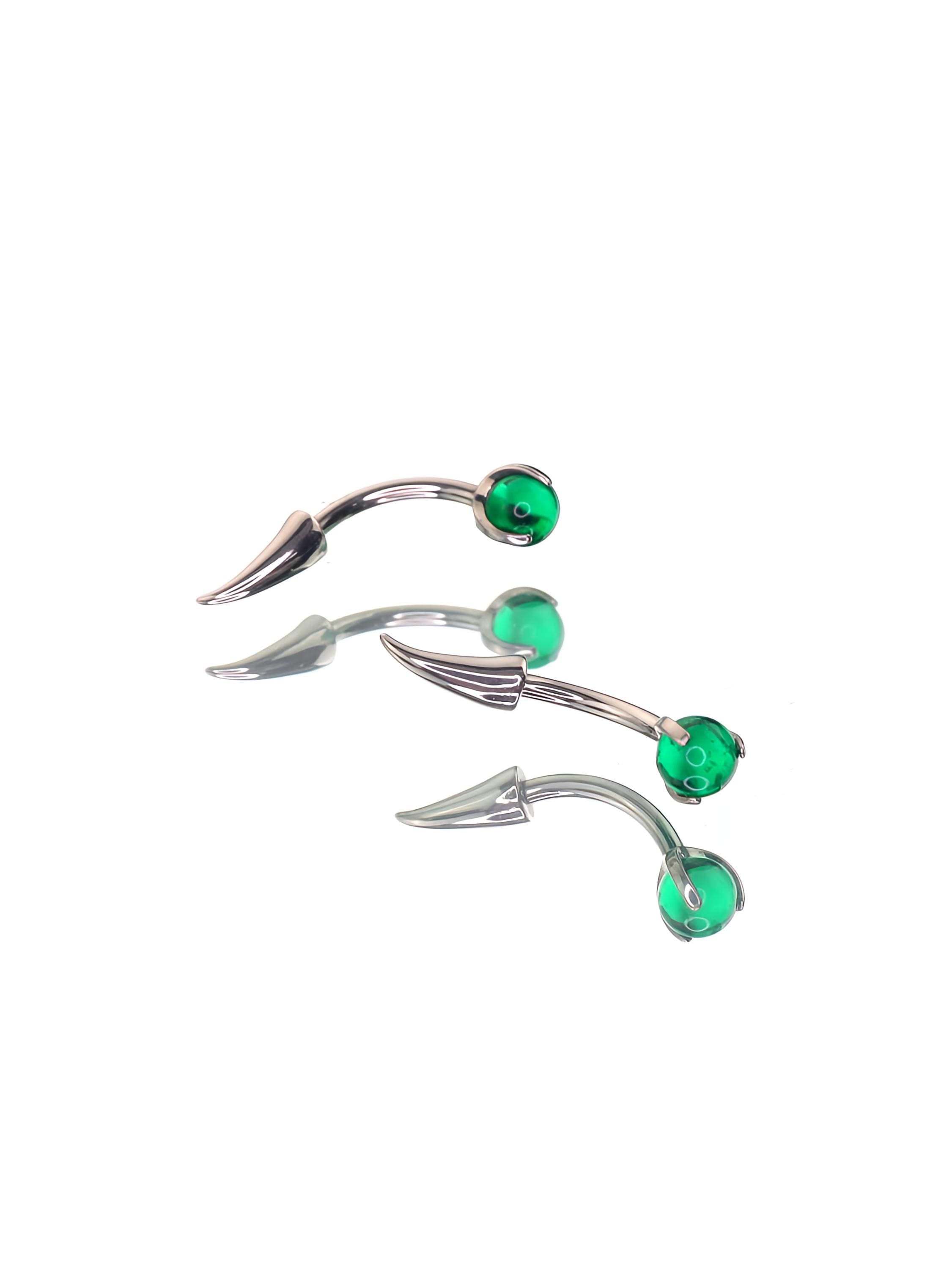 Silver Spike Emerald Dragon Claw in ASTM F136 Titanium