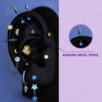Aurora Devil Spike Trixie Ear Stack in ASTM F136 Titanium