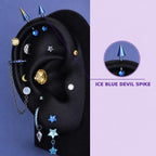 Ice Blue Devil Spike Trixie Ear Stack in ASTM F136 Titanium