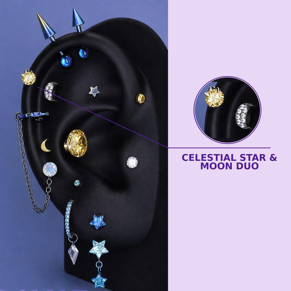 Moon duo Trixie Ear Stack in ASTM F136 Titanium