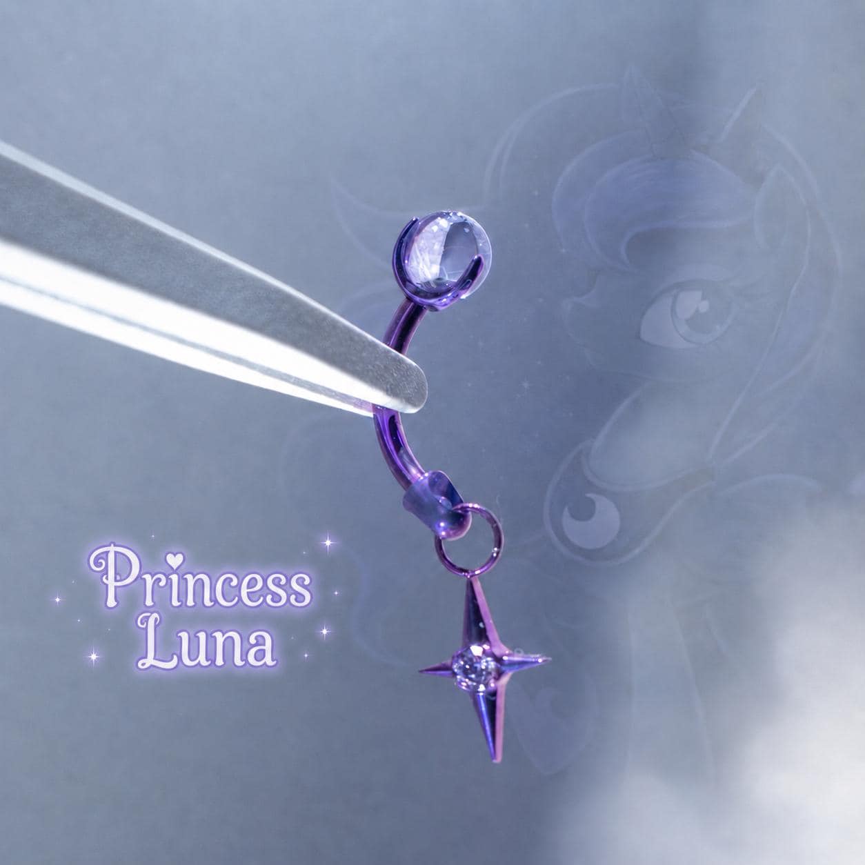 Titanium Four Point Star Charm Curved Barbell | Eyebrow Rook Snug Navel Collarbone Piercing | Pony Inspired Kawaii Jewelry - product image 9