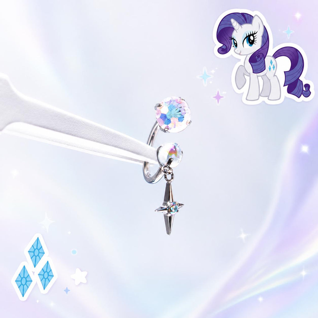 MLP F136 Titanium Four Point Star Horseshoe Ring | Pony Inspired Lip Cartilage Helix Hoop | Internally Threaded Kawaii Piercing - product image 4