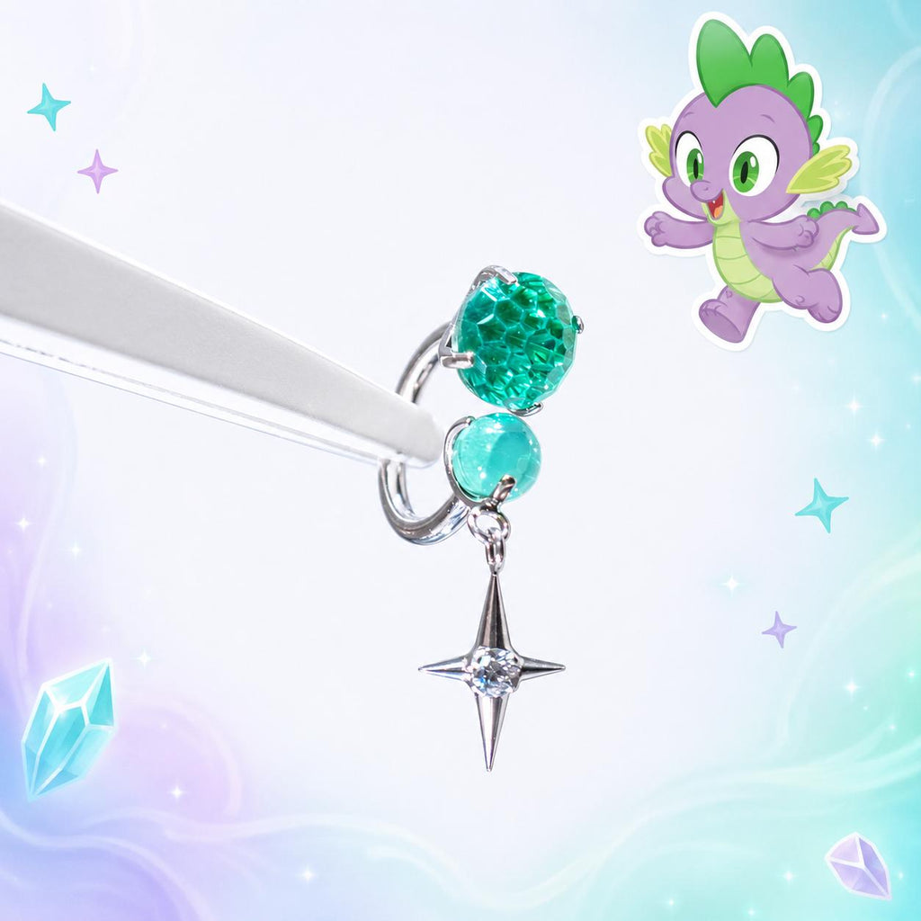 MLP F136 Titanium Four Point Star Horseshoe Ring | Pony Inspired Lip Cartilage Helix Hoop | Internally Threaded Kawaii Piercing - product image 9
