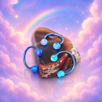 Titanium Pony Inspired Opal Horseshoe Ring｜ 16G Circular Barbell｜ Kawaii MLP Style Helix Septum Lip Cartilage Piercing Jewelry - product image 2
