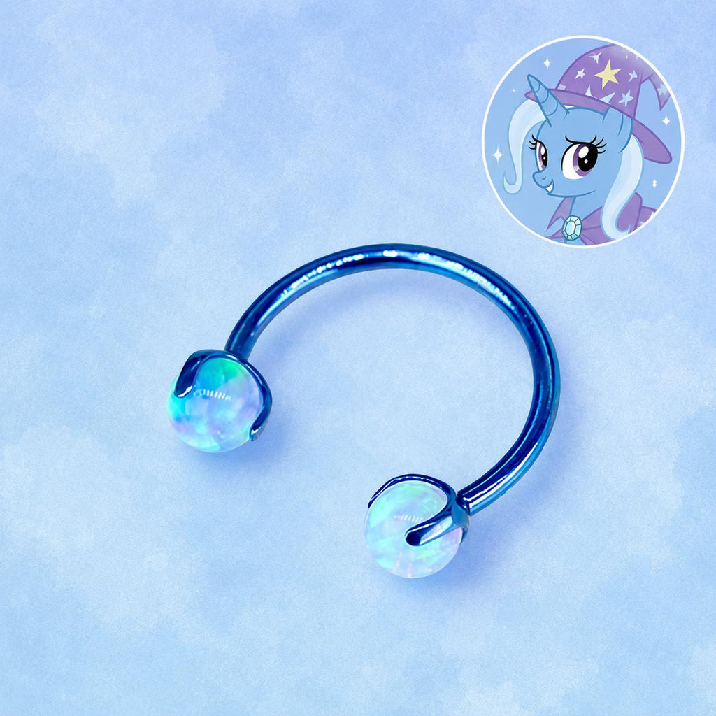 Titanium Pony Inspired Opal Horseshoe Ring｜ 16G Circular Barbell｜ Kawaii MLP Style Helix Septum Lip Cartilage Piercing Jewelry - product image 4