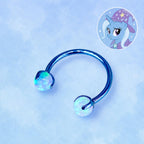 Titanium Pony Inspired Opal Horseshoe Ring｜ 16G Circular Barbell｜ Kawaii MLP Style Helix Septum Lip Cartilage Piercing Jewelry - product image 4