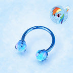 Titanium Pony Inspired Opal Horseshoe Ring｜ 16G Circular Barbell｜ Kawaii MLP Style Helix Septum Lip Cartilage Piercing Jewelry - product image 5