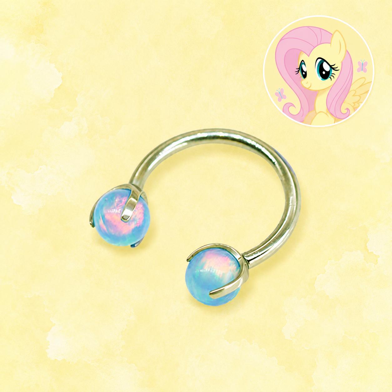 Titanium Pony Inspired Opal Horseshoe Ring｜ 16G Circular Barbell｜ Kawaii MLP Style Helix Septum Lip Cartilage Piercing Jewelry - product image 6
