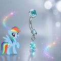 Titanium Four Point Star Charm Curved Barbell | Eyebrow Rook Snug Navel Collarbone Piercing | Pony Inspired Kawaii Jewelry - product image 2