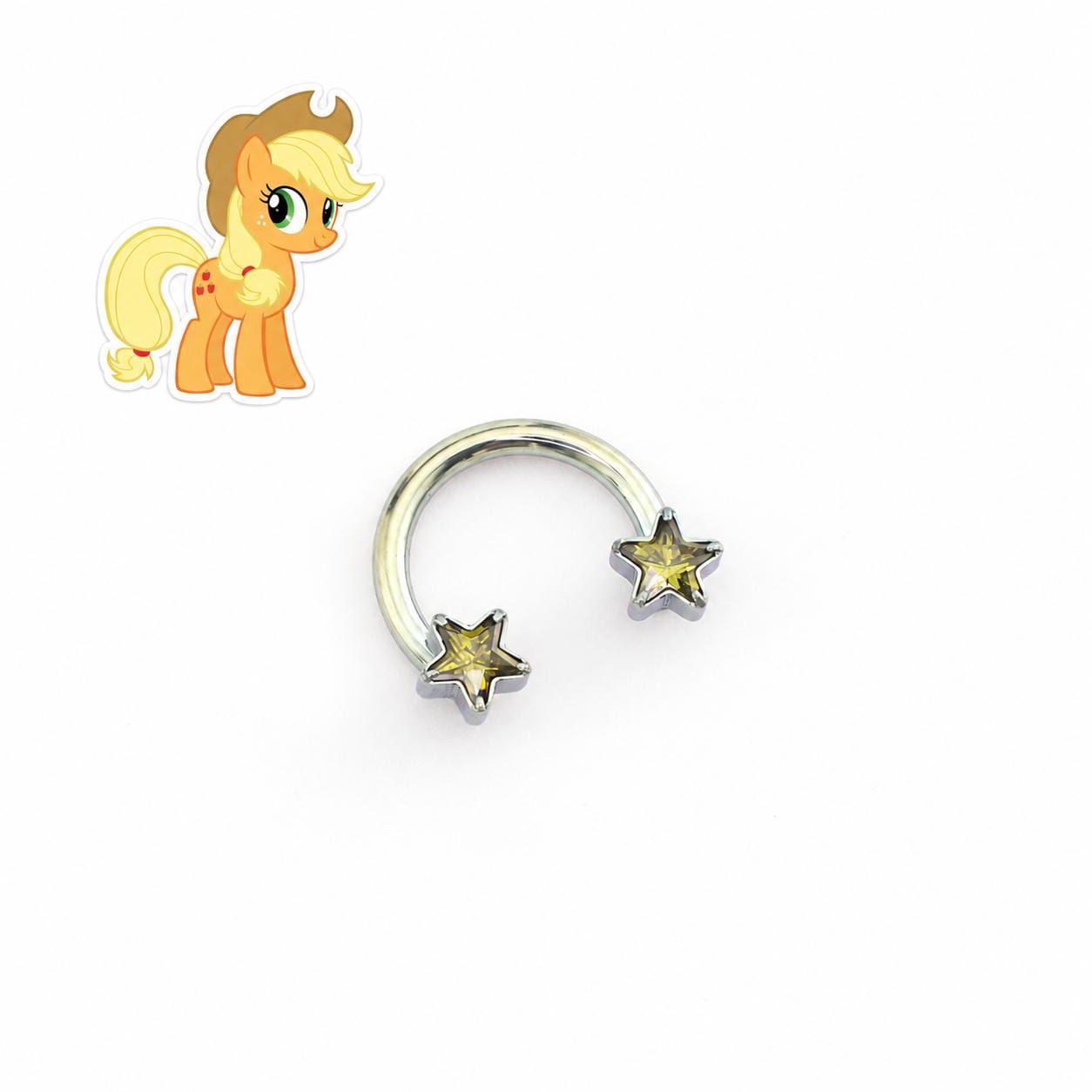 Titanium MLP Star Horseshoe Barbell | 16G Twister Ring | Applejack Pinkie Rainbow Twilight｜Septum Helix Lip Cartilage Piercing Jewelry Gift - product image 4