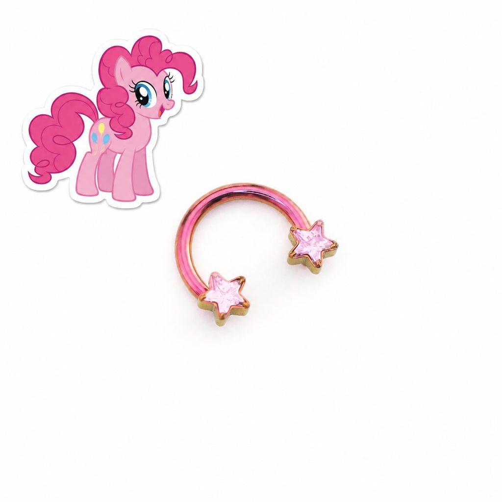 Titanium MLP Star Horseshoe Barbell | 16G Twister Ring | Applejack Pinkie Rainbow Twilight｜Septum Helix Lip Cartilage Piercing Jewelry Gift - product image 6