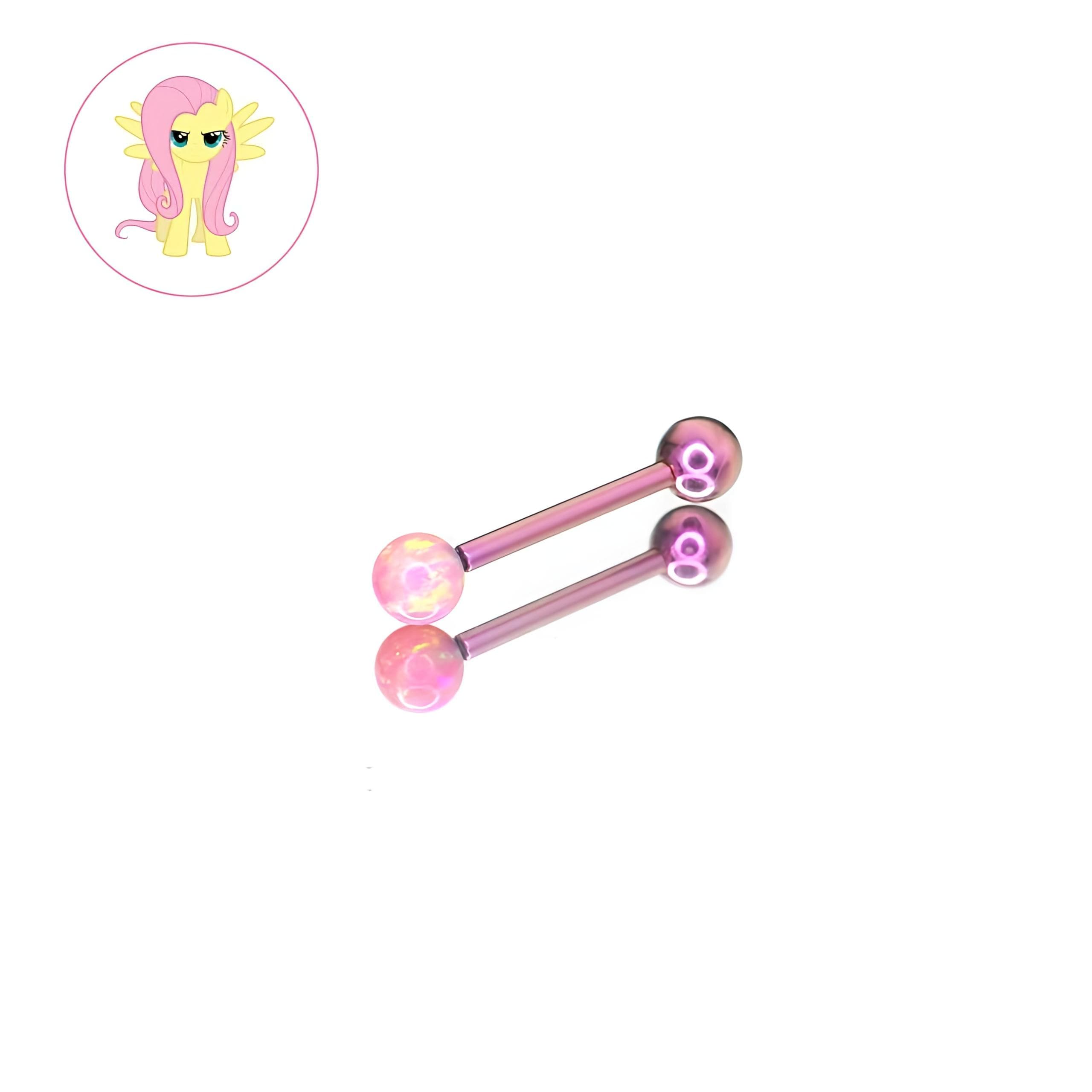 Titanium My Little Pony Inspired Tongue Ring | Opal Straight Barbell | Mane 6 Sunset Shimmer Starlight Glimmer Piercing | Kawaii Jewelry - product image 3