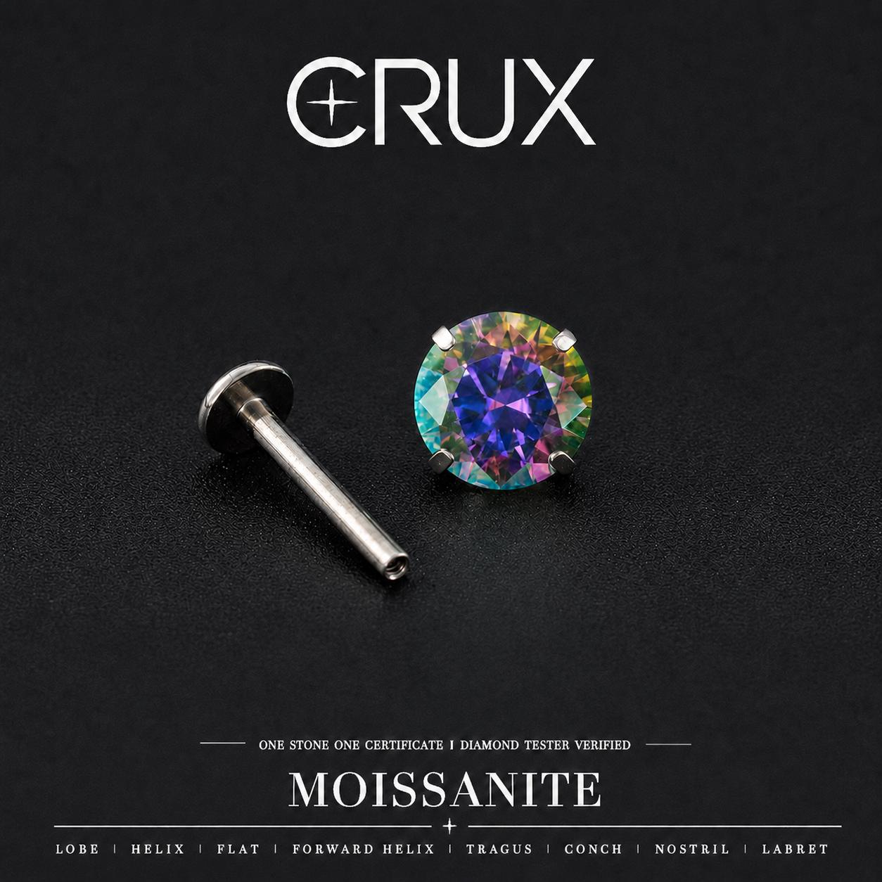 Mystic Rainbow Moissanite Flat Back Stud - product image 1