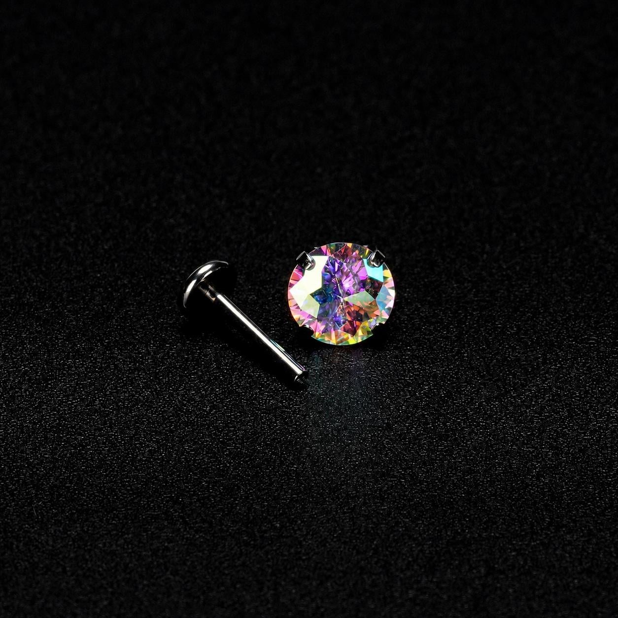 Mystic Rainbow Moissanite Flat Back Stud - product image 4