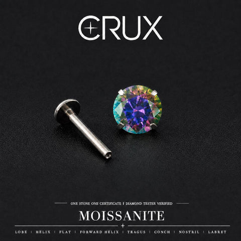 Mystic Rainbow Moissanite Flat Back Stud