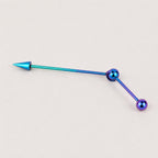 Offset Geometric titanium industrial barbell, detail view 9