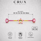 Open Star titanium industrial barbell, detail view 10