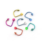 16G Opal Spike Titanium U-Ring - 16G Opal Spike Titanium U-Ring - Snake Green / 8mm by CRUXJEWELRY