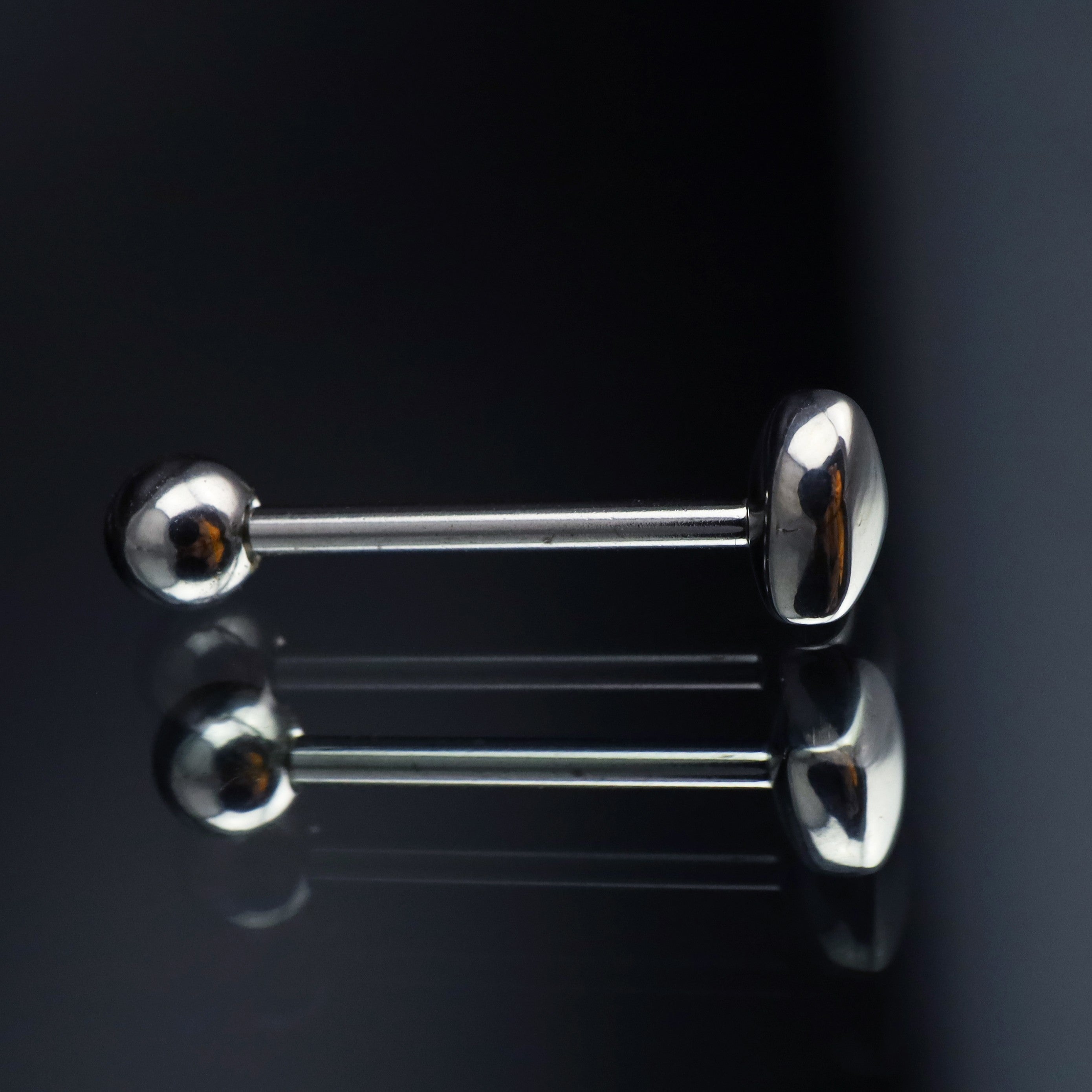 3D Heart Sterling Silver Stainless Steel Tongue Stud - 3D Heart Sterling Silver Stainless Steel Tongue Stud - 10mm / 1.2mm/16G by CRUXJEWELRY