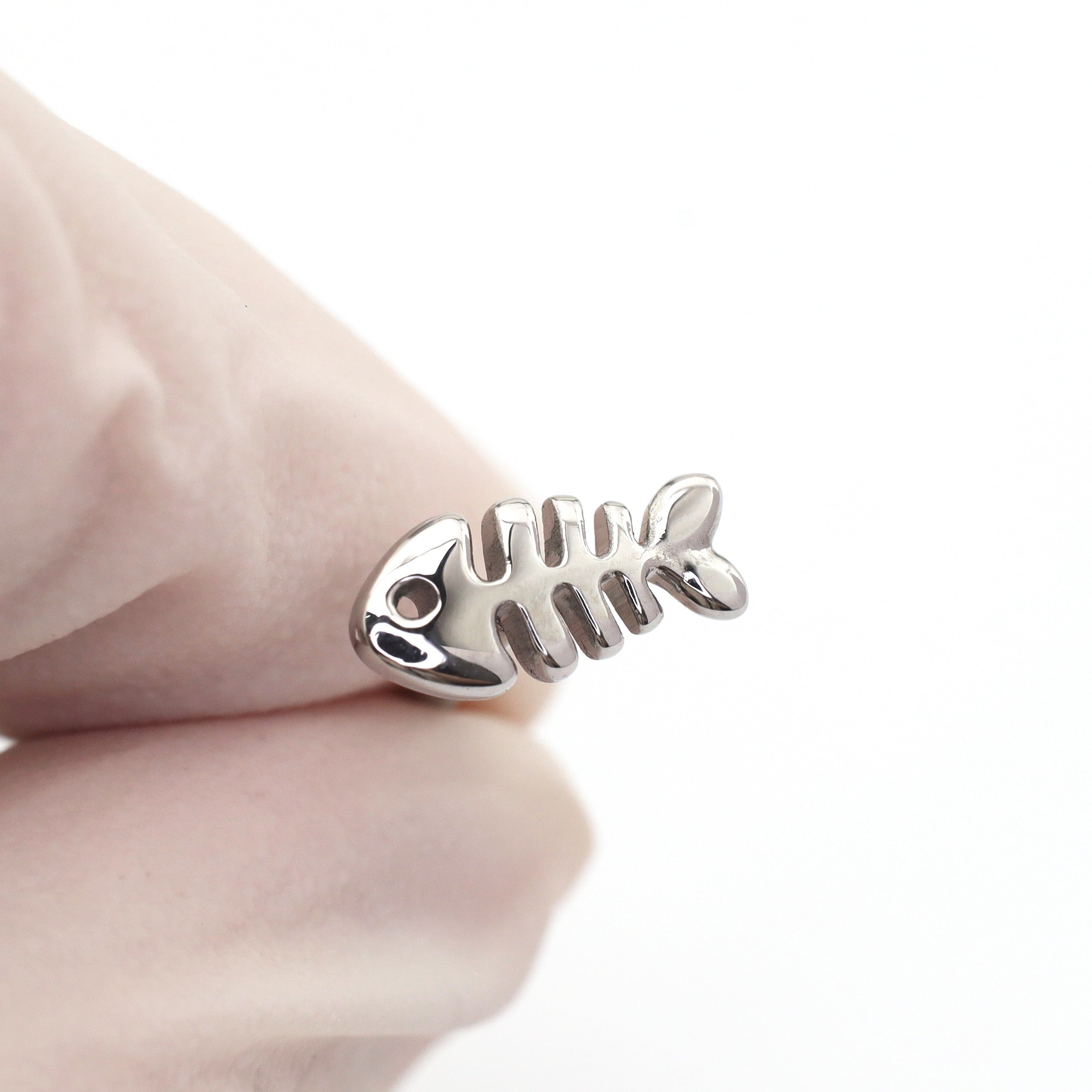 Paws & Purrs - Fishbone Stainless Steel Tongue Barbell - Paws & Purrs - Fishbone Stainless Steel Tongue Barbell - 1.2mm/16G / 12mm by CRUXJEWELRY