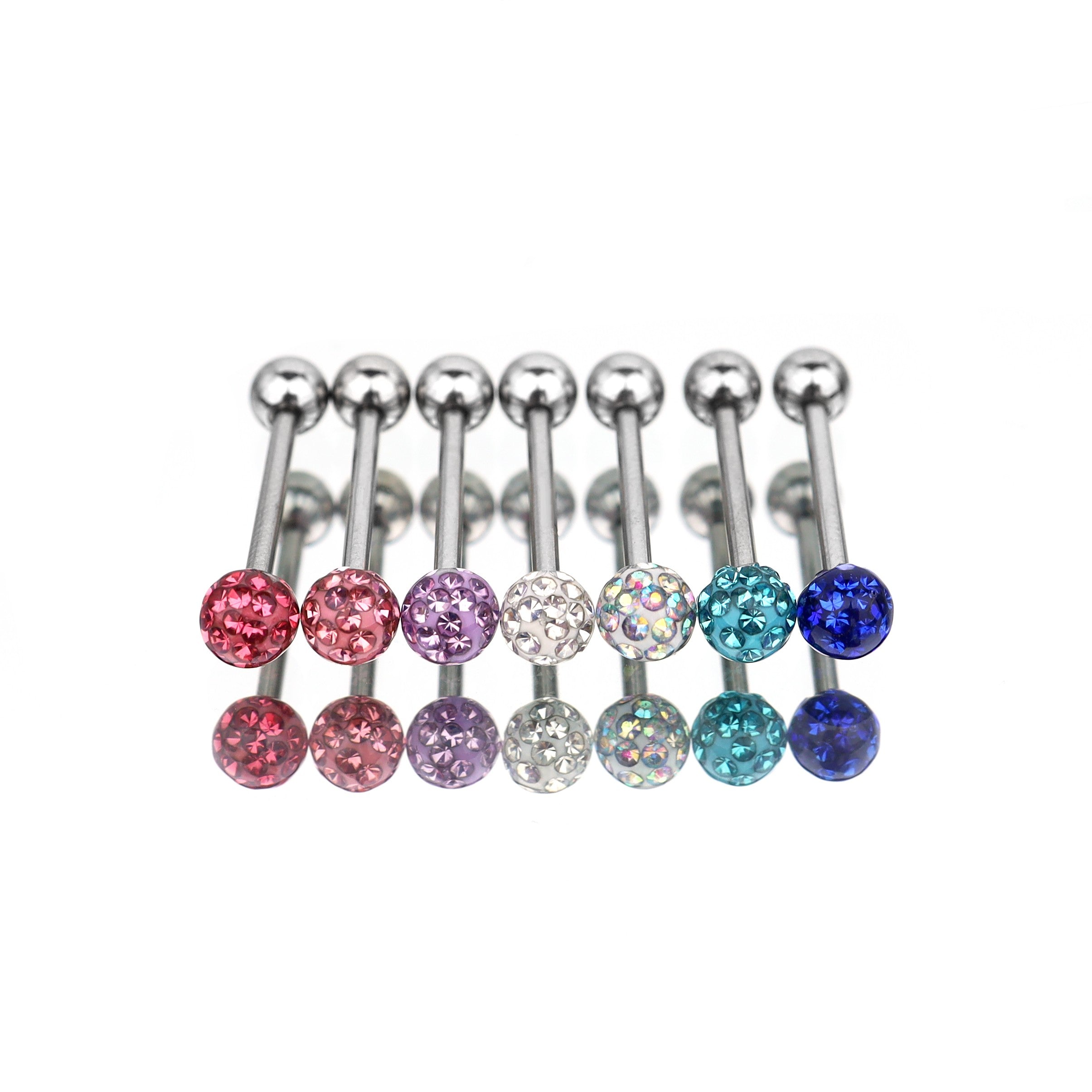 Full CZ Stainless Steel Barbell Tongue Barbell - Full CZ Stainless Steel Barbell Tongue Barbell - AB Coating / 10mm by CRUXJEWELRY