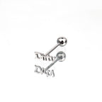 "DIRTY" Text Stainless Steel Tongue Stud - "DIRTY" Text Stainless Steel Tongue Stud - 1.2mm/16G / 12mm by CRUXJEWELRY