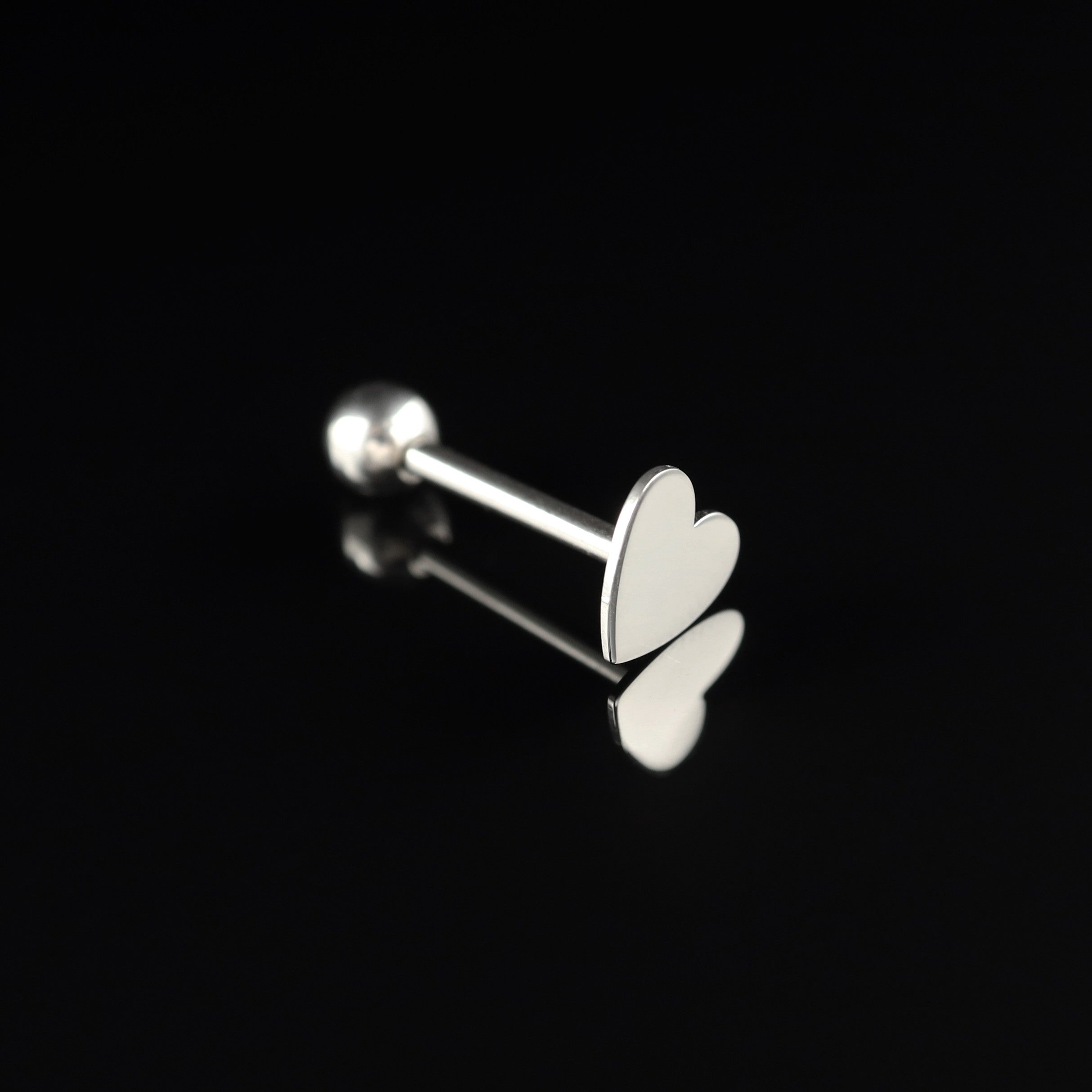 Flat Heart stainless steel Tongue Ring - Flat Heart stainless steel Tongue Ring - 1.2mm/16G / 12mm by CRUXJEWELRY