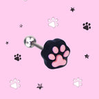 Paws & Purrs - Cute Kitten Claw Resin Tongue/Ear/Lip Stud - Paws & Purrs - Cute Kitten Claw Resin Tongue/Ear/Lip Stud - Black-Pink / 6mm / 0.8mm/20G. by CRUXJEWELRY