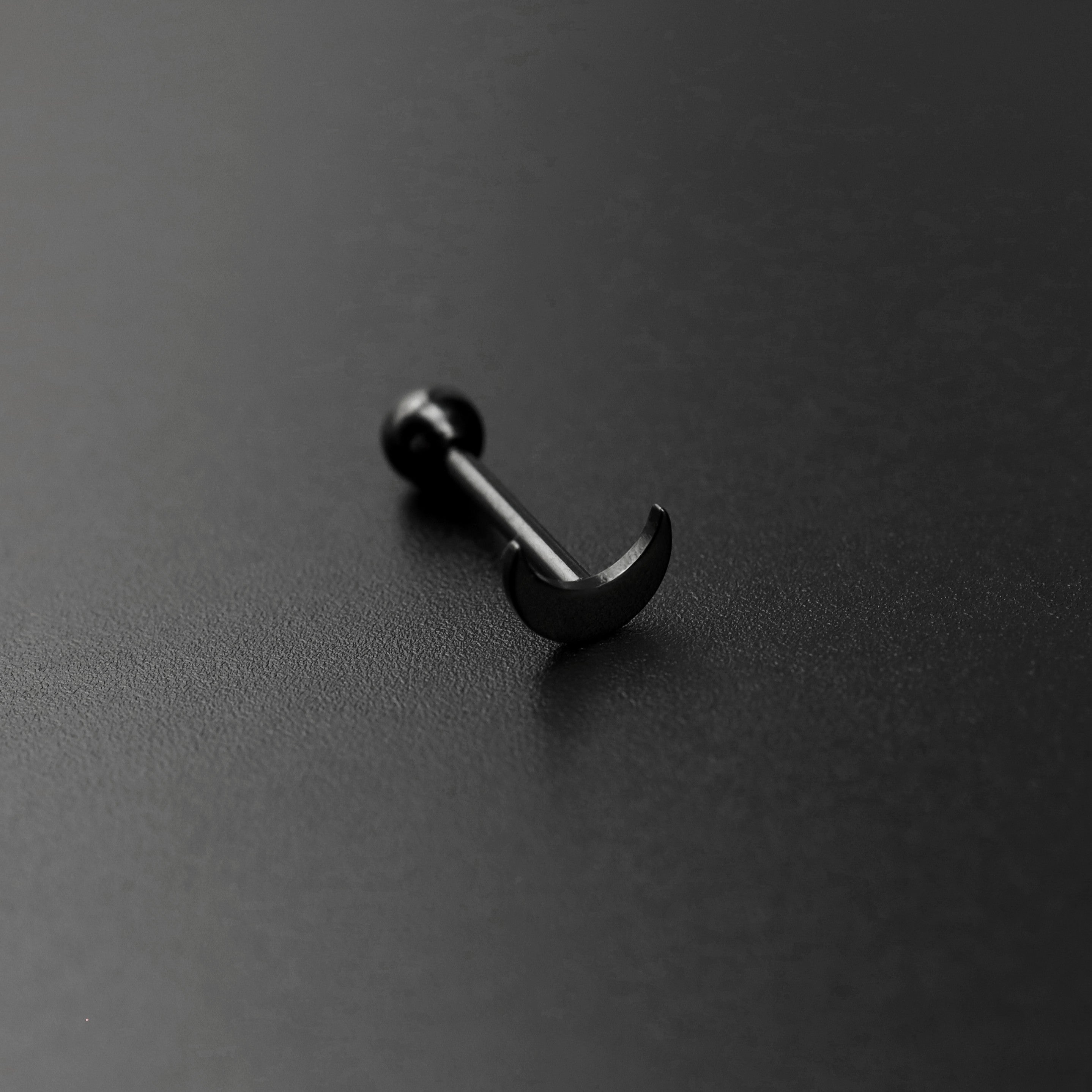 Moon Stainless Steel Tongue Stud - Moon Stainless Steel Tongue Stud - Black / 12mm by CRUXJEWELRY