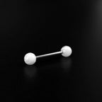 White Acrylic stainless steel Tongue studs - White Acrylic stainless steel Tongue studs - 8mm by CRUXJEWELRY