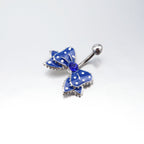 Butterfly Crystal Stainless Steel Belly Ring - Butterfly Crystal Stainless Steel Belly Ring - Blue by CRUXJEWELRY